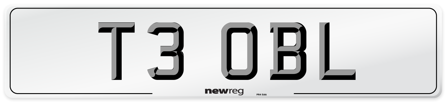 T3 OBL Number Plate from New Reg